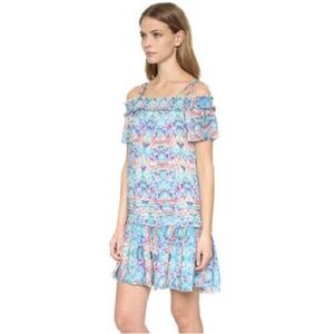 Pepin 10 Willa Watercolor Ruched Shoulder Mini Dress